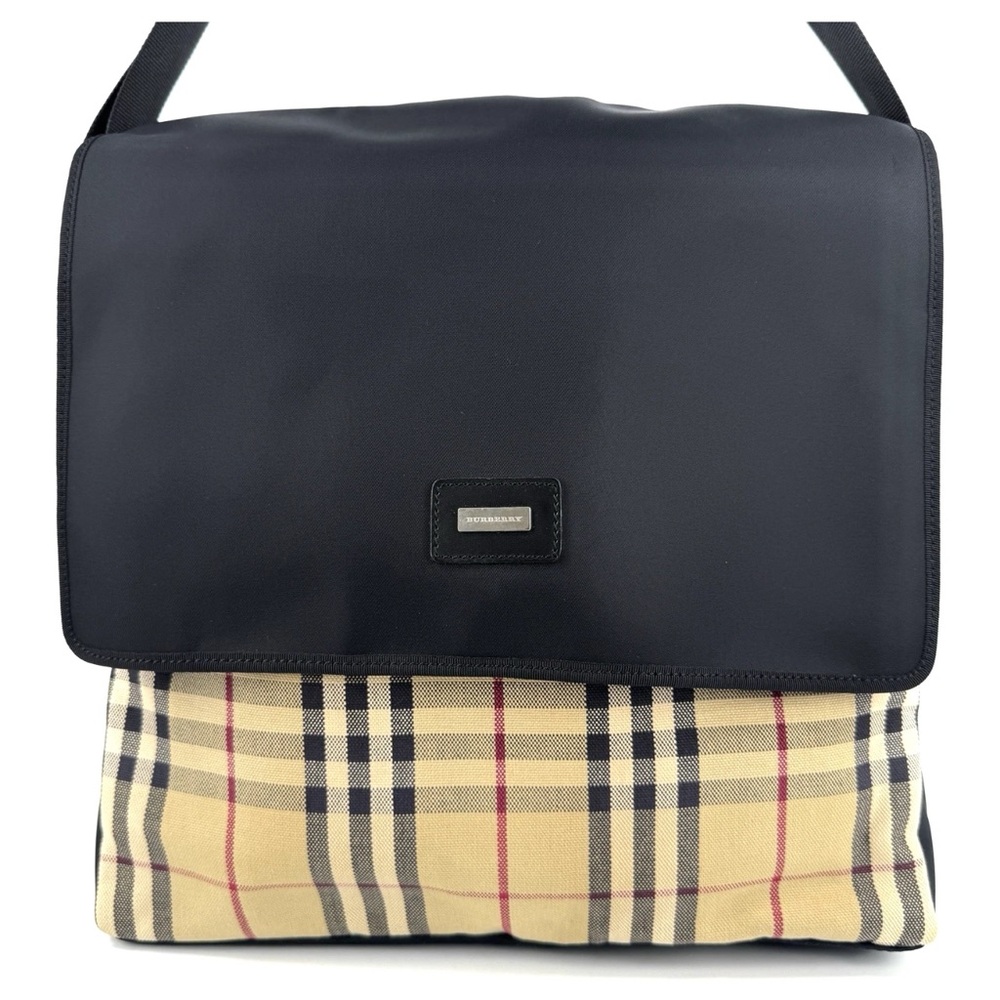 Burberry Black and Beige Plaid Men's Messenger Bag